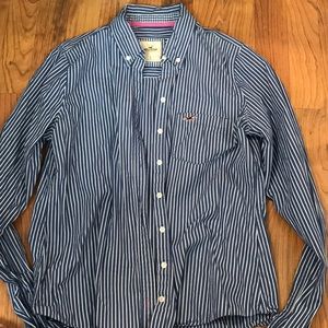 Hollister Navy w/ White Stripes Button Down